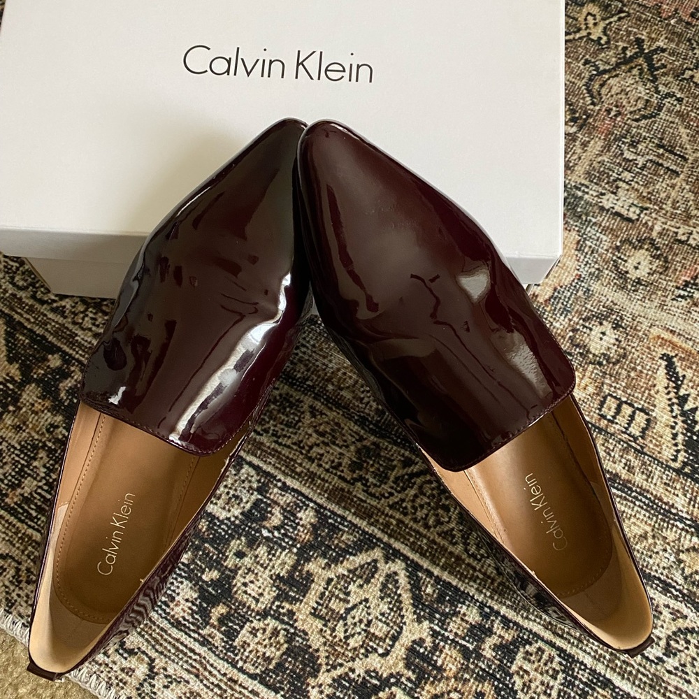 Calvin Klein Elin Patent Oxblood loafers. Size 7. Great Condition.
